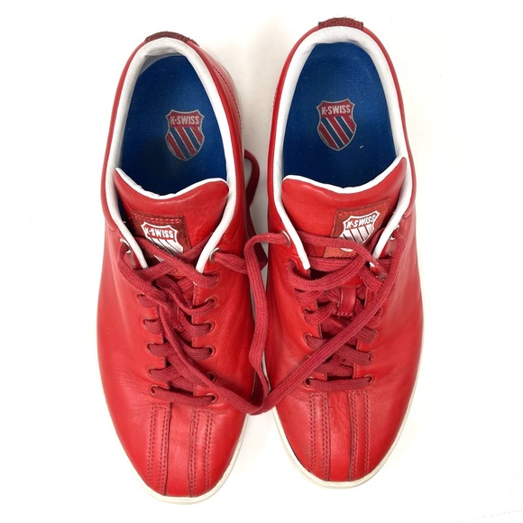 K-SWISS Leather Suede Sneakers Men's SIZE 10 Red White Casual Shoes 02874602 Low - Picture 4 of 16